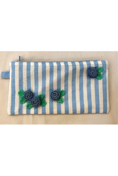 Happy Threads Pretty Cotton Storage Pouch (BLUE)
